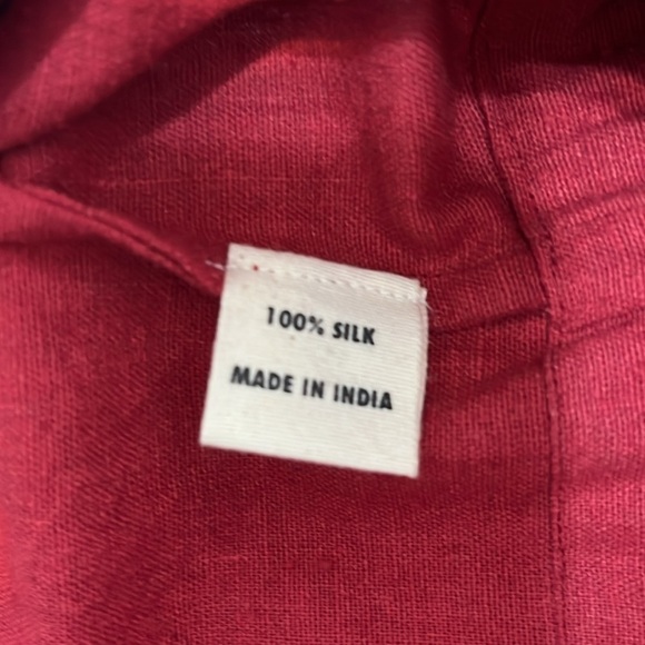 Ali Golden Sz Large Slit-Back Silk Jumper Jumpsuit Salmon Drawstring Waist - Picture 11 of 12